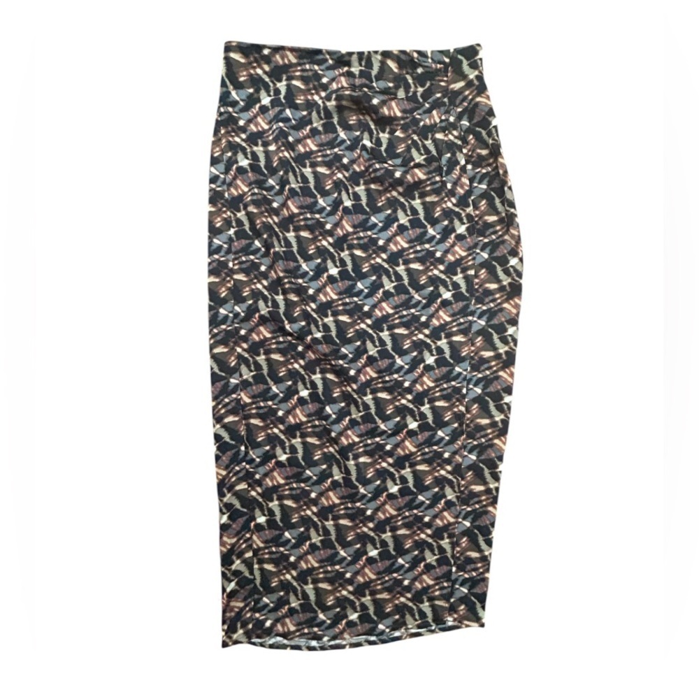 Jason Wu Draped Ruched Midi Skirt Gold‎ Black Brown Satin Side Zip Size Medium